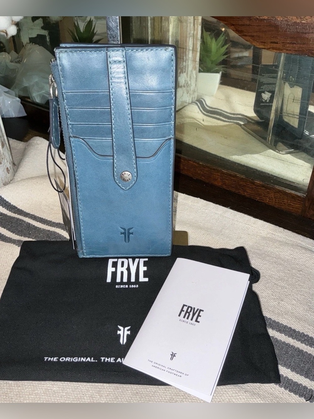 NWT Frye Melissa Leather Snap Card Wallet Steel Blue Retail $98 - Picture 12 of 16